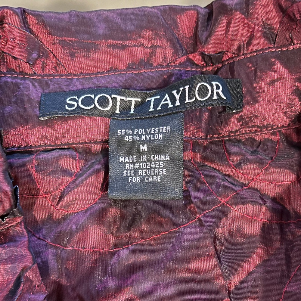 Scott Taylor Red/Burgundy Button-Up Blouse Medium - Picture 4 of 5